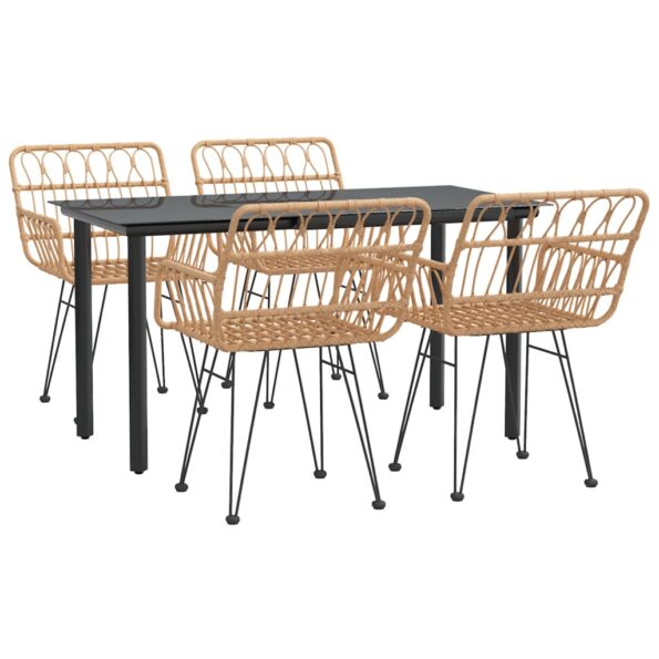 vidaXL 5-dielna záhradná jedálenská súprava polyratan – Obrázok 3