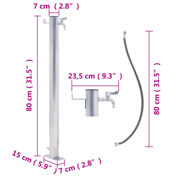 vidaXL Záhradný vodný stĺpik 80 cm nehrdzavejúca oceľ okrúhly – Obrázok 9