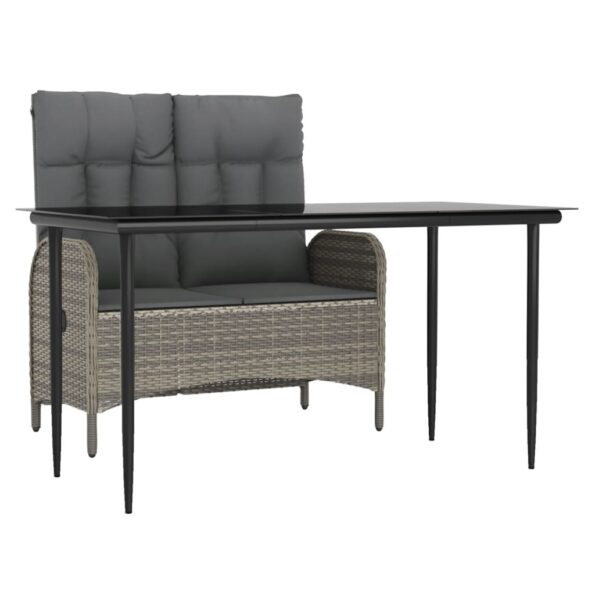 vidaXL 2-dielna záhradná jedálenská sada s podložkami sivá polyratan – Obrázok 2