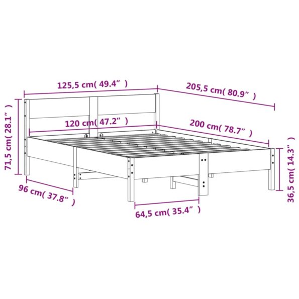 vidaXL Posteľ s matracom biela 120x200 cm borovicový masív – Obrázok 9