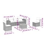 vidaXL 6-dielna záhradná súprava pohoviek s vankúšmi čierna polyratan – Obrázok 3