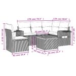 vidaXL 6-dielna záhradná súprava pohoviek s vankúšmi čierna polyratan – Obrázok 3