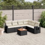 vidaXL 7-dielna záhradná súprava pohoviek s vankúšmi čierna polyratan