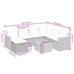 vidaXL 8-dielna záhradná sedacia súprava s podložkami polyratan čierna – Obrázok 3