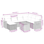 vidaXL 8-dielna záhradná sedacia súprava s podložkami polyratan čierna – Obrázok 3