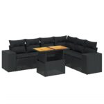 vidaXL 7-dielna záhradná súprava pohoviek s vankúšmi čierna polyratan – Obrázok 2