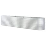 vidaXL Vyvýšený záhradný záhon 400x80x81cm,pozinkovaná oceľ,strieborný – Obrázok 4