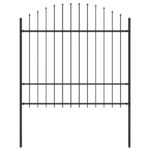 vidaXL Záhradný plot s hrotmi, oceľ (1,5-1,75)x1,7 m, čierny