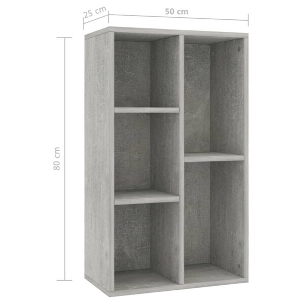 vidaXL Knižnica/komoda, betónovo sivá 50x25x80 cm, kompozitné drevo – Obrázok 11