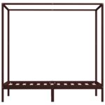 vidaXL Posteľný rám so strieškou tmavohnedý 90x200 cm borovicový masív – Obrázok 3