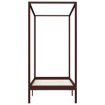 vidaXL Posteľný rám so strieškou tmavohnedý 90x200 cm borovicový masív – Obrázok 4