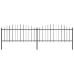 vidaXL Záhradný plot s hrotmi, oceľ (0,5-0,75)x3,4 m, čierny