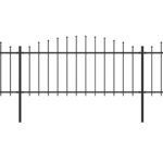vidaXL Záhradný plot s hrotmi, oceľ (0,5-0,75)x10,2 m, čierny – Obrázok 2