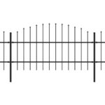 vidaXL Záhradný plot s hrotmi, oceľ (0,75-1)x6,8 m, čierny – Obrázok 2