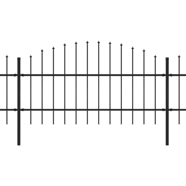 vidaXL Záhradný plot s hrotmi, oceľ (0,75-1)x6,8 m, čierny – Obrázok 2