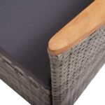 vidaXL Vonkajšie stoličky 2 ks s podložkami, polyratan, sivé – Obrázok 11