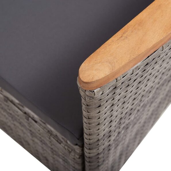 vidaXL Vonkajšie stoličky 2 ks s podložkami, polyratan, sivé – Obrázok 11