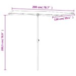 vidaXL Vonkajší slnečník s hliníkovou tyčou 2x1,5 m, čierny – Obrázok 11