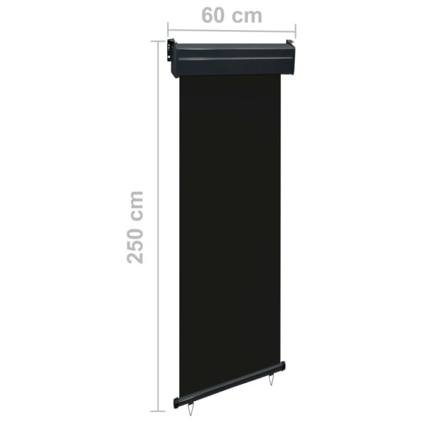 vidaXL Bočná markíza na balkón 65x250 cm, čierna – Obrázok 10