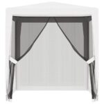 vidaXL Párty stan so 4 sieťkovanými bočnými stenami 2x2 m biely – Obrázok 5