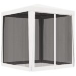 vidaXL Párty stan so 4 sieťkovanými bočnými stenami 2x2 m biely – Obrázok 6