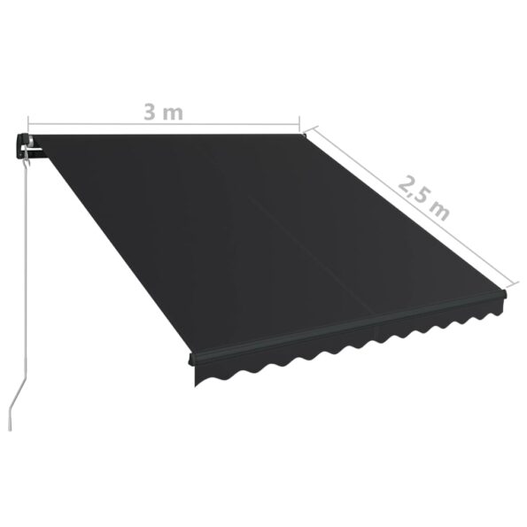 vidaXL Ručne zaťahovacia markíza s LED antracitová 300x250 cm – Obrázok 12