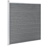 vidaXL Záhradný plot, WPC 353x186 cm, sivý – Obrázok 4