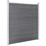 vidaXL Záhradný plot, WPC 353x186 cm, sivý – Obrázok 5