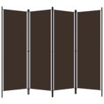 vidaXL 4-panelový paraván hnedý 200x180 cm – Obrázok 2