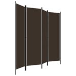 vidaXL 4-panelový paraván hnedý 200x180 cm – Obrázok 3