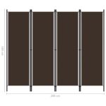 vidaXL 4-panelový paraván hnedý 200x180 cm – Obrázok 6