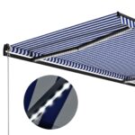 vidaXL Ručne zaťahovacia markíza s LED 300x250 cm modro-biela – Obrázok 6