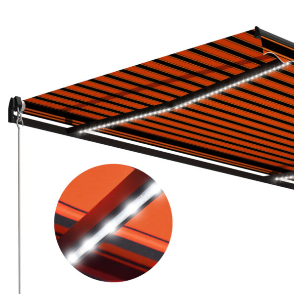 vidaXL Ručne zaťahovacia markíza s LED 300x250 cm oranžovo-hnedá – Obrázok 6