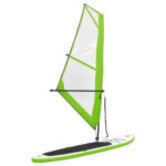 vidaXL Nafukovací Stand up paddleboard s plachtou, zeleno biely – Obrázok 2