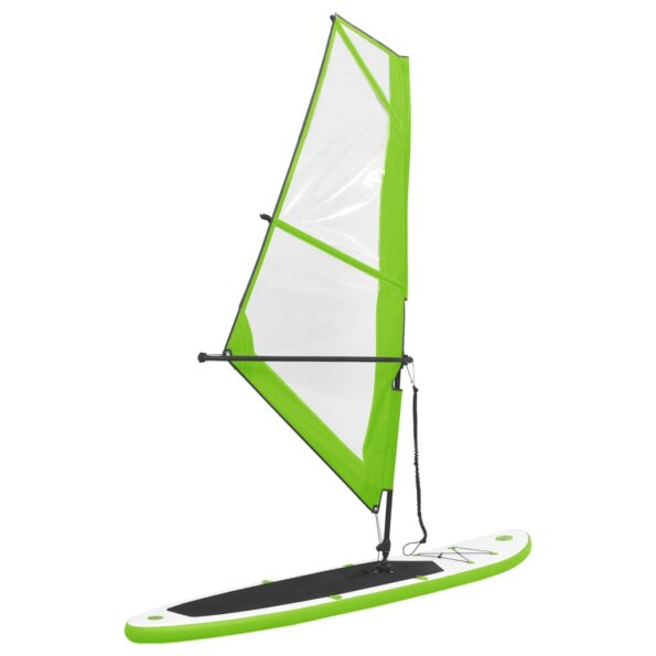 vidaXL Nafukovací Stand up paddleboard s plachtou, zeleno biely – Obrázok 2