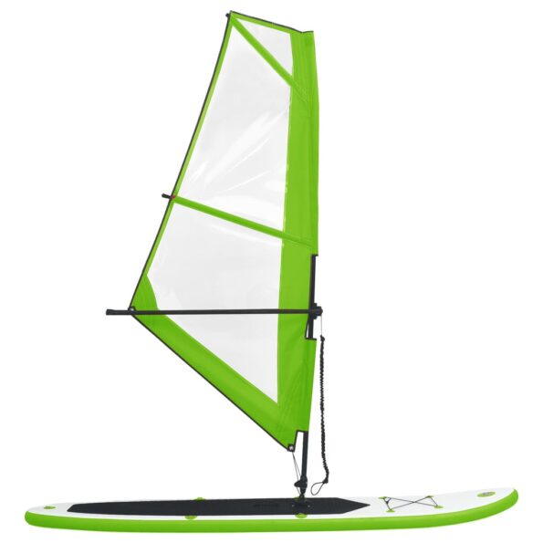 vidaXL Nafukovací Stand up paddleboard s plachtou, zeleno biely – Obrázok 3