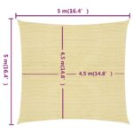 vidaXL Tieniaca plachta 160 g/m² béžová 5x5 m HDPE – Obrázok 6