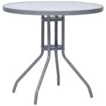vidaXL Záhradný stôl bledosivý 80 cm oceľ a sklo