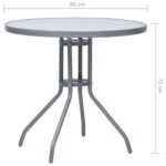vidaXL Záhradný stôl bledosivý 80 cm oceľ a sklo – Obrázok 5