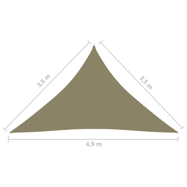 vidaXL Tieniaca plachta, oxford, trojuholníková 3,5x3,5x4,9 m, béžová – Obrázok 6