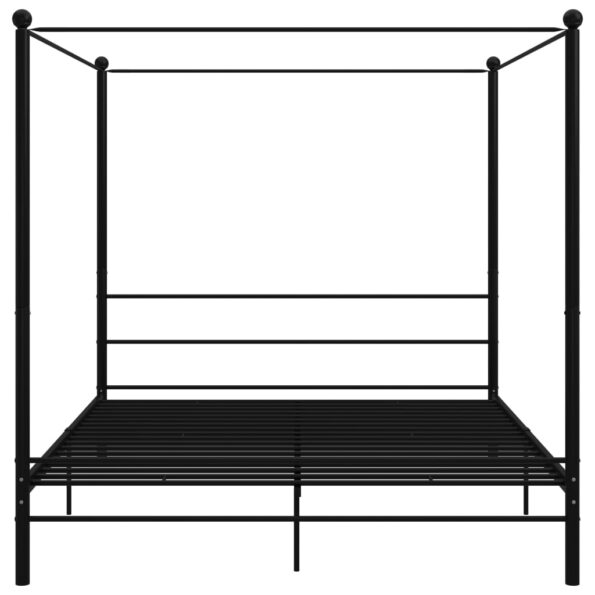 vidaXL Posteľný rám s baldachýnom čierny kov 180x200 cm – Obrázok 4