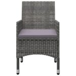 vidaXL 9-dielna záhradná jedálenská súprava polyratan a sklo sivá – Obrázok 8