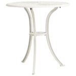 vidaXL Záhradný stôl biely 62x62x65 cm liaty hliník – Obrázok 2