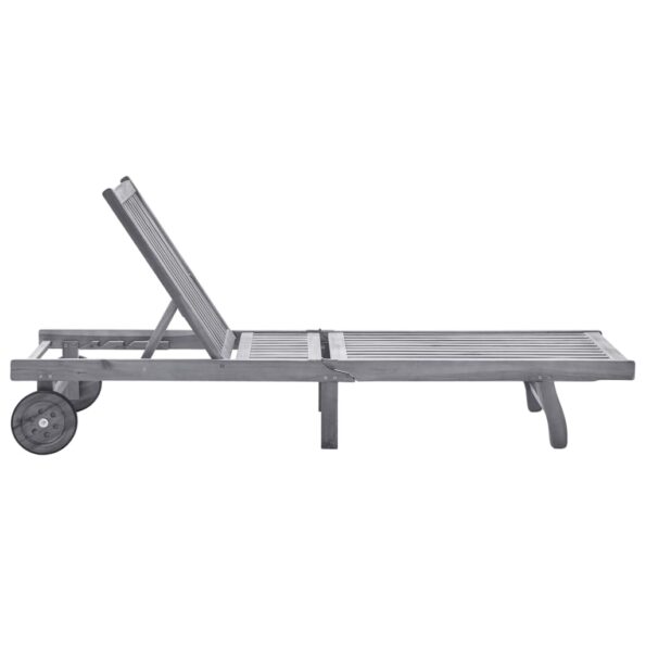 vidaXL Záhradné ležadlo s podložkou sivé akáciový masív – Obrázok 2