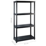 vidaXL Regál so 4 úložnými poličkami čierny 183x30,5x130 cm plastový – Obrázok 7