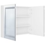 vidaXL Kúpeľňová skrinka s LED a zrkadlom, lesklá biela 80x12x68 cm – Obrázok 5