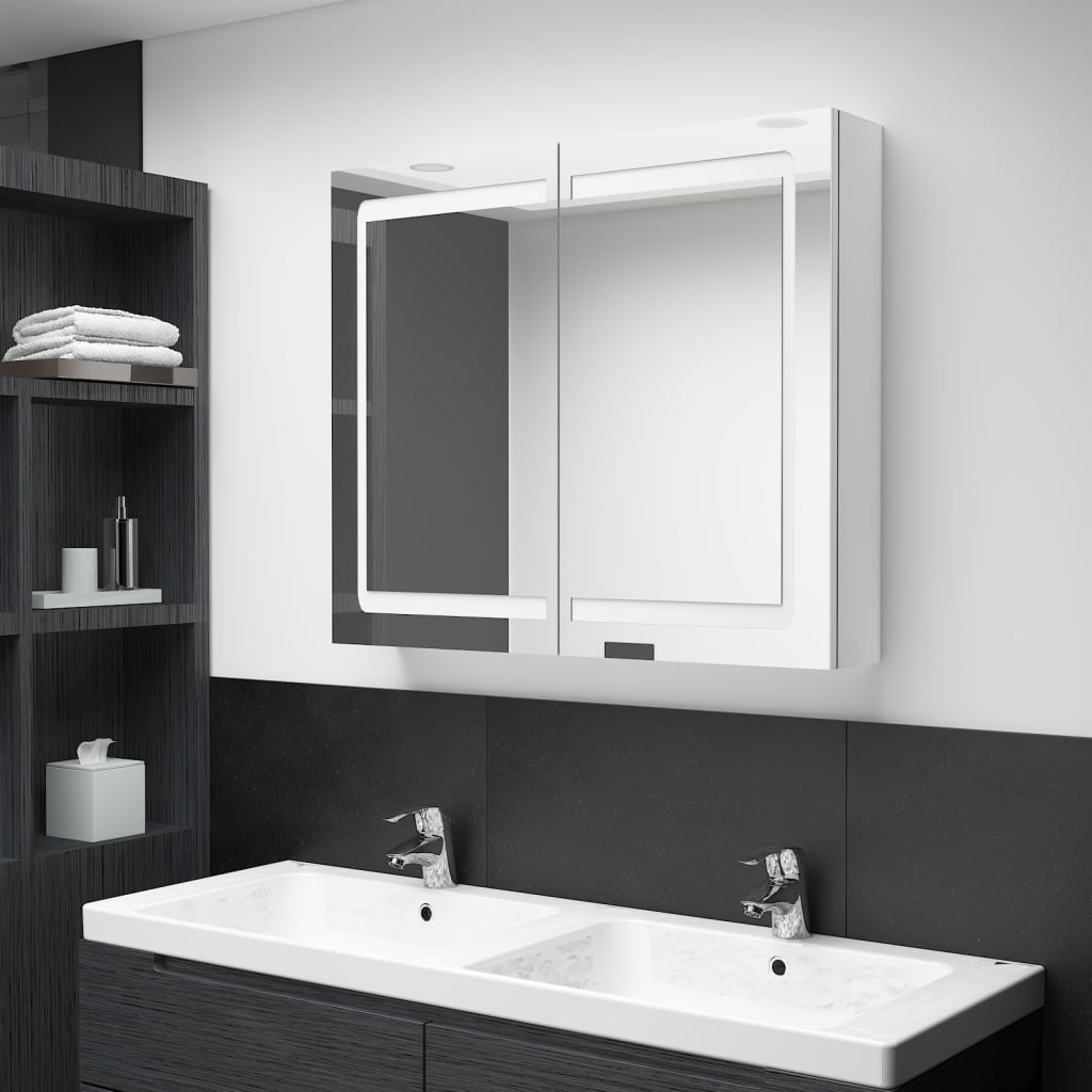 VXL8720286332801_m_en_hd_1.jpg vidaXL Kúpeľňová skrinka s LED a zrkadlom, lesklá biela 80x12x68 cm – Obrázok 1