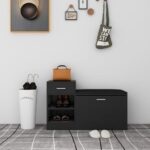 vidaXL Lavica na topánky čierna 94,5x31x57 cm drevotrieska