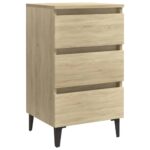 vidaXL Nočný stolík kovové nohy dub sonoma 40x35x69 cm – Obrázok 2