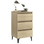 vidaXL Nočný stolík kovové nohy dub sonoma 40x35x69 cm – Obrázok 3